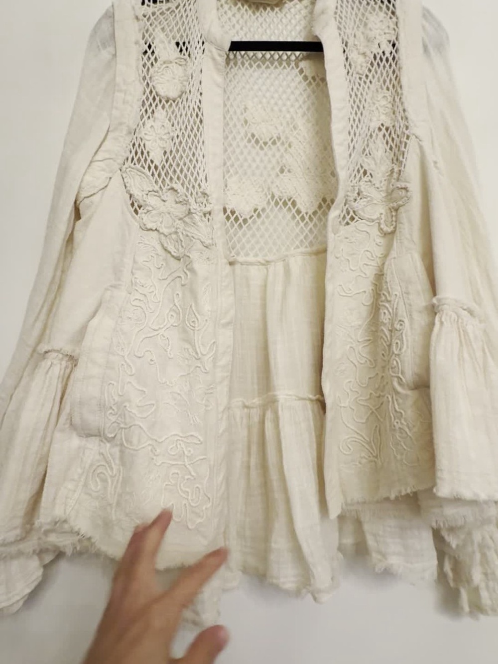Free People Amalfi Embroidered Lace Jacket Ivory Off White Boho - Picture 2 of 7